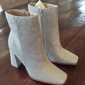 Chase + Chloe Sparkling Silver Ankle Booties